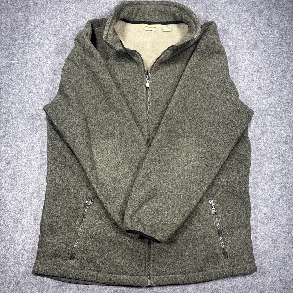 Vintage Eddie Bauer Polartec Fleece Jacket Mens medium green beige Y2K Outdoor~~